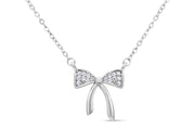 Casablanca Silver CZ Bow Necklace