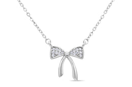 Casablanca Silver CZ Bow Necklace