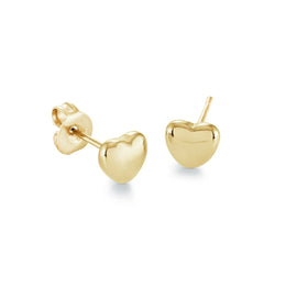 Italgem Veloria Mini Yellow Gold Plated Stainless Steel Puff Heart Kid's Stud Earrings