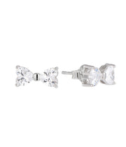 Casablanca Sterling Silver Clear CZ Bow Stud Earrings