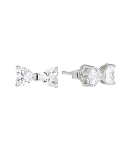Casablanca Sterling Silver Clear CZ Bow Stud Earrings