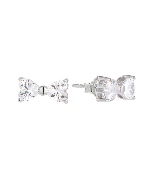Casablanca Silver CZ Bow Stud Earrings