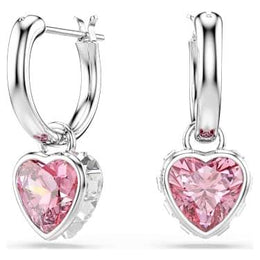Swarovski Chroma Drop Earrings Heart, Pink, Rhodium Plated