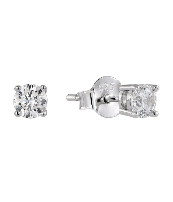 4MM Casablanca Silver Round Cut Stud Earrings