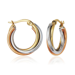 Steelx Stainless Steel 3 Tone Hoop Earrings