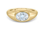 10KT Yellow Gold 1.29CT Lab Grown Oval Diamond Bezel Engagement Ring