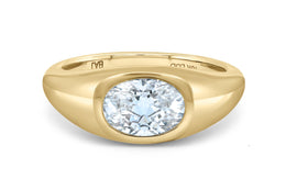 10KT Yellow Gold 1.29CT Lab Grown Oval Diamond Bezel Engagement Ring