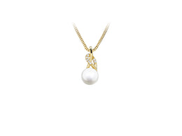 Casablanca Yellow Gold Plated CZ Pearl Necklace