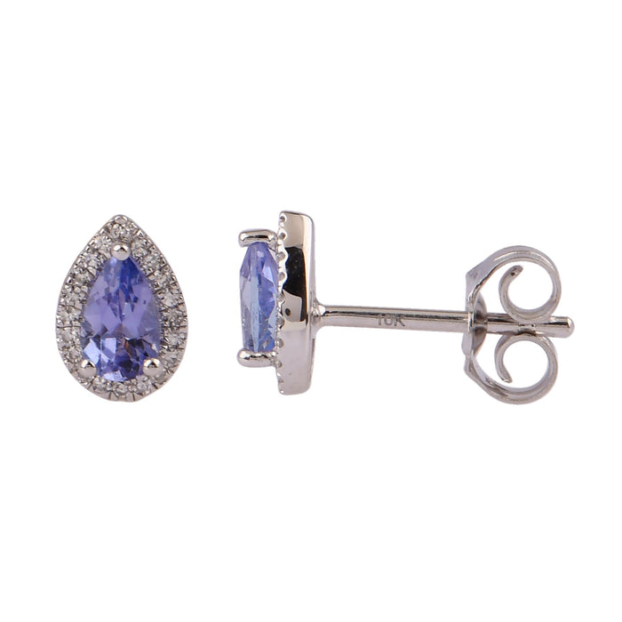 10kt White Gold & Lab Grown Tanzanite Earrings