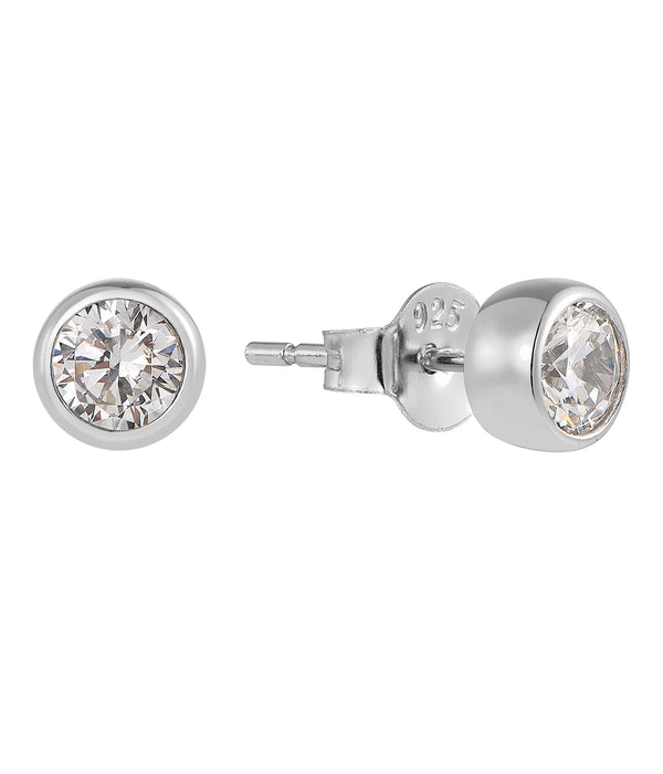 Casablanca Sterling Silver Bezel Birthstone Stud Earrings