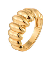 Casablanca Yellow Gold Plated Ribbed Ring