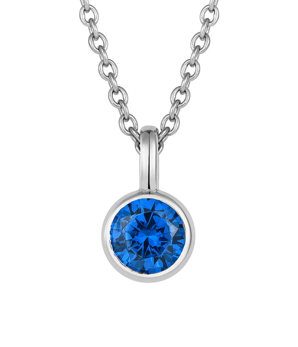 Casablanca Sterling Silver Bezel-Set CZ Birthstone Pendant Necklace