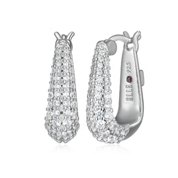 Elle Sterling Silver CZ Citadel Hoop Earrings