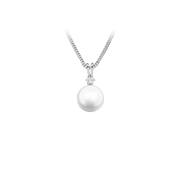 Casablanca Sterling Silver CZ Pearl Drop Necklace