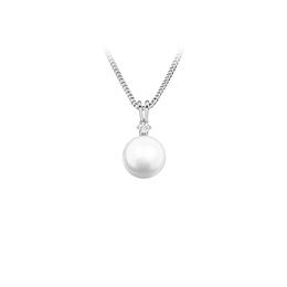 Casablanca Sterling Silver CZ Pearl Drop Necklace