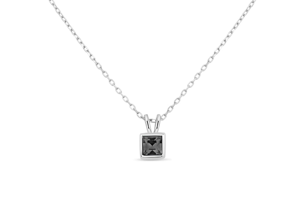 Casablanca Black Crystal Square Necklace