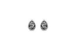 Casablanca Silver & Silver Night Crystal Pear Stud Earrings