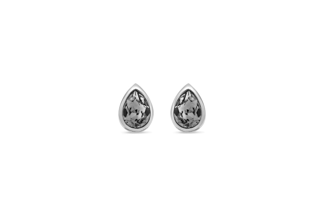 Casablanca Silver & Silver Night Crystal Pear Stud Earrings