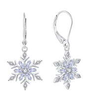 Casablanca Sterling Silver Blue Snowflake Leverback Earrings