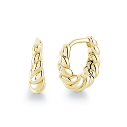 Italgem Veloria Mini Yellow Gold Plated Stainless Steel 12MM Weave Kid's Hoop Earrings