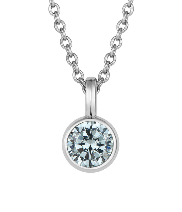 Casablanca Sterling Silver Bezel-Set CZ Birthstone Pendant Necklace