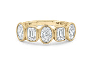 10KT Yellow Gold Lab Grown 1.90CT TDW Mixed Cut Emerald And Oval Diamond Bezel Set Ring