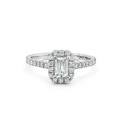 0.50CT Lab Grown Diamond Emerald Cut Halo 14KT White Gold Engagement Ring