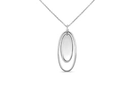 Silver Elongated Oval Necklace