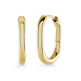 Italgem Veloria Mini Yellow Gold Plated Stainless Steel 12MM Oval Kid's Hoop Earrings