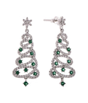 Casablanca Sterling Silver Christmas Tree Stud Earrings