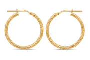 Casablanca Yellow Gold Plated Sterling Silver Brushed Diamond Cut Earrings