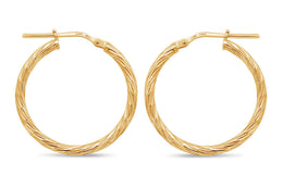 Casablanca Yellow Gold Plated Sterling Silver Brushed Diamond Cut Earrings