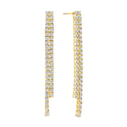 Casablanca Gold Plated Sterling Silver CZ Double Row Drop Earrings