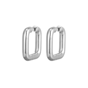 Casablanca Rhodium Plated Silver Tone Square Hoop Earrings