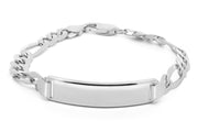 Sterling Silver 8.5 Inch Men's Figaro ID Chain Bracelet