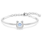 Swarovski Symbolica Rhodium Plated Silver Tone Blue Horseshoe Bangle Bracelet