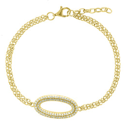 Casablanca Yellow Gold Plated Oval Double Strand Bracelet