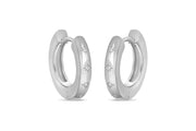 Casablanca Sterling Silver CZ Huggie Hoop Earrings