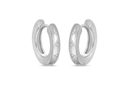 Casablanca Sterling Silver CZ Huggie Hoop Earrings