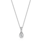 Elle Sterling Silver Rhodium Plated Tulip CZ Necklace
