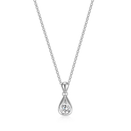 Elle Sterling Silver Rhodium Plated Tulip CZ Necklace