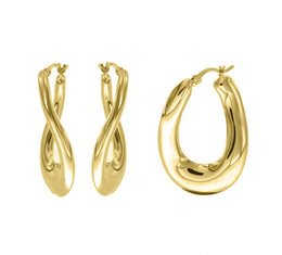 Casablanca Yellow Gold Plated Twisted Hoop Earrings