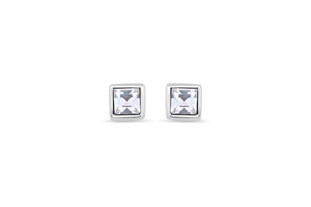 Casablanca Silver & Clear Crystal Stud Earrings
