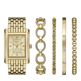 Fossil Folio Women's 5 Piece Yellow Gold Tone Watch and Bracelet Set