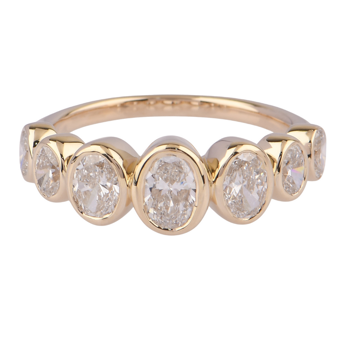 2.00CTW Lab Grown Diamond Oval 7 Stone Bezel Band