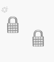 Fossil Sterling Silver Lock Stud Earrings