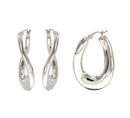 Casablanca Silver Twisted Hoop Earrings