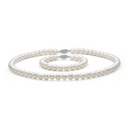 Belpearl Silver 6.5-7mm Freshwater Pearl Necklace & Bracelet Set