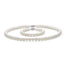 Belpearl Silver 6.5-7mm Freshwater Pearl Necklace & Bracelet Set