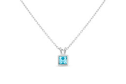 Casablanca Aquamarine Crystal Square Necklace